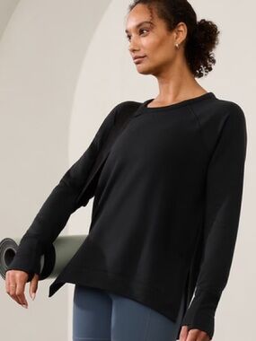Athleta Coaster Luxe Pullover Sweatshirt - Black, Size S